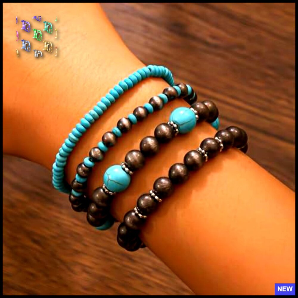 Boho Stretch Bracelet Stackable Layered Vintage W… - image 2